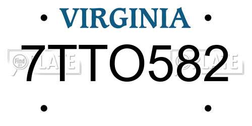 7TTO582 Virginia License Plate