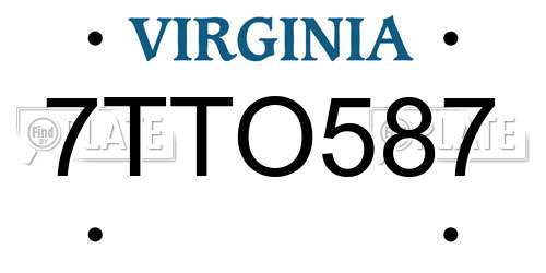 7TTO587 Virginia License Plate