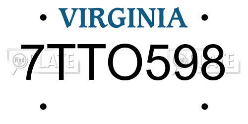 7TTO598 Virginia License Plate