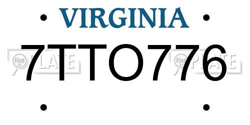 7TTO776 Virginia License Plate
