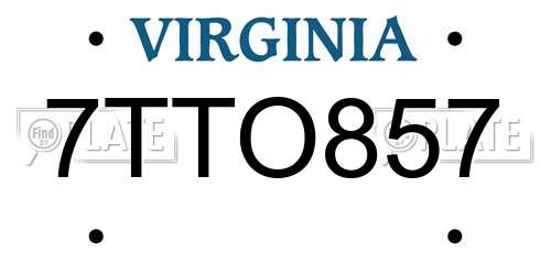 7TTO857 Virginia License Plate