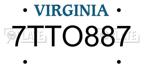 7TTO887 Virginia License Plate