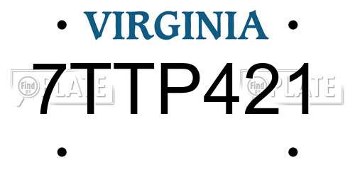 7TTP421 Virginia License Plate