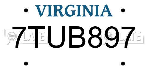 7TUB897 Virginia License Plate