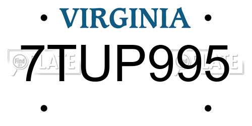 7TUP995 Virginia License Plate