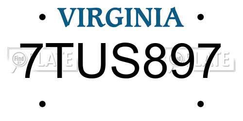 7TUS897 Virginia License Plate