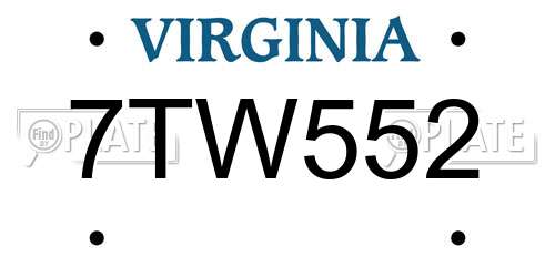 7TW552 Virginia License Plate