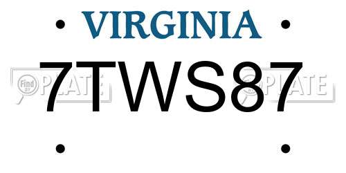 7TWS87 Virginia License Plate