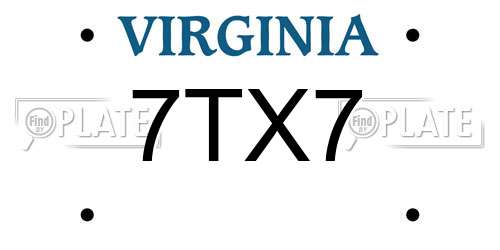 7TX7 Virginia License Plate