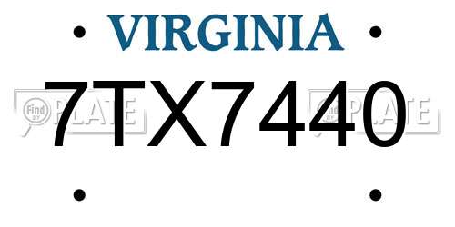 7TX7440 Virginia License Plate