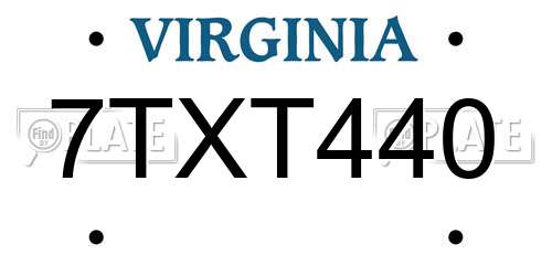 7TXT440 Virginia License Plate