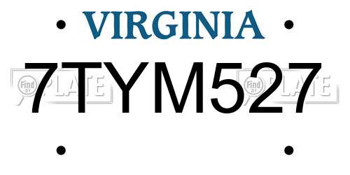 7TYM527 Virginia License Plate