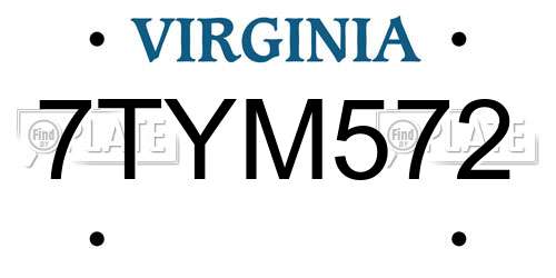 7TYM572 Virginia License Plate