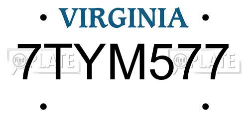 7TYM577 Virginia License Plate