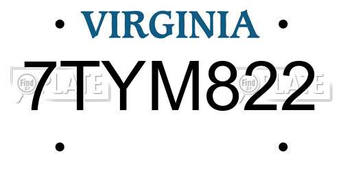 7TYM822 Virginia License Plate
