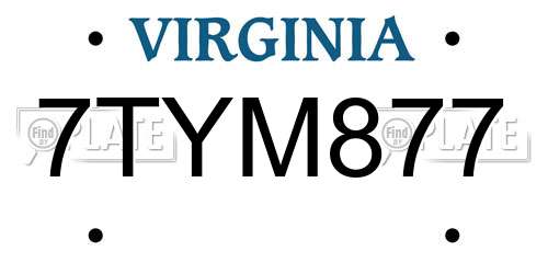 7TYM877 Virginia License Plate