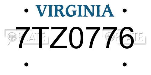 7TZ0776 Virginia License Plate
