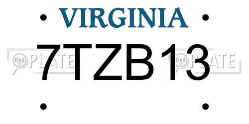 7TZB13 Virginia License Plate