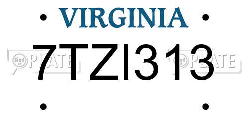 7TZI313 Virginia License Plate
