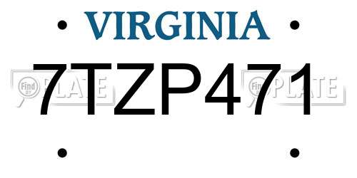 7TZP471 Virginia License Plate