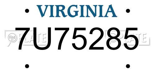 7U75285 Virginia License Plate