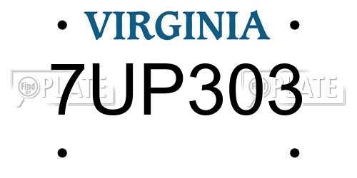 7UP303 Virginia License Plate