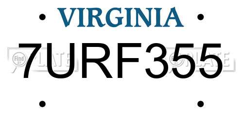 7URF355 Virginia License Plate