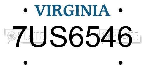7US6546 Virginia License Plate
