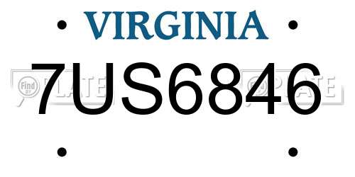 7US6846 Virginia License Plate
