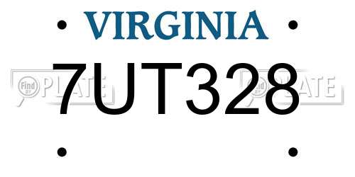 7UT328 Virginia License Plate