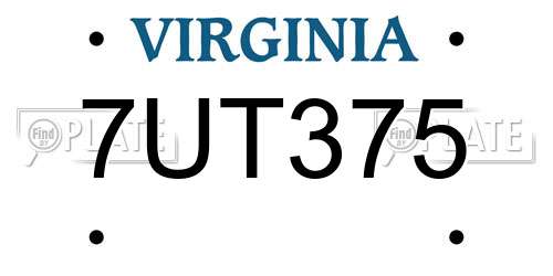 7UT375 Virginia License Plate