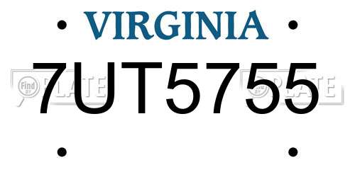 7UT5755 Virginia License Plate