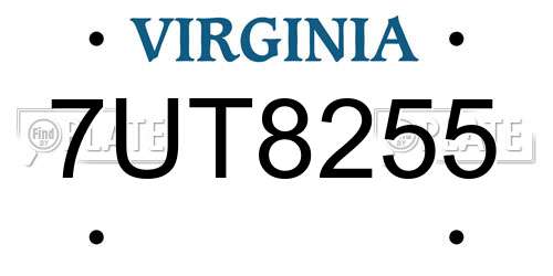 7UT8255 Virginia License Plate