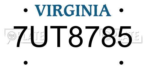 7UT8785 Virginia License Plate