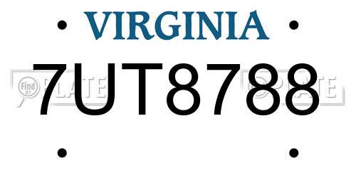 7UT8788 Virginia License Plate