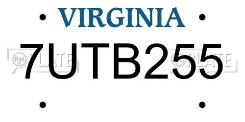 7UTB255 Virginia License Plate