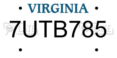 7UTB785 Virginia License Plate