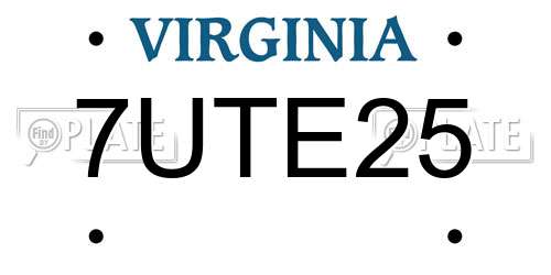 7UTE25 Virginia License Plate