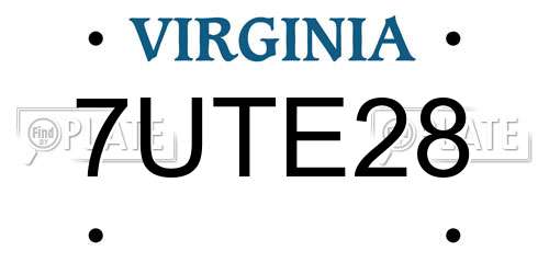7UTE28 Virginia License Plate