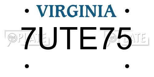 7UTE75 Virginia License Plate