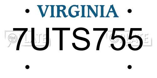 7UTS755 Virginia License Plate