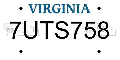 7UTS758 Virginia License Plate