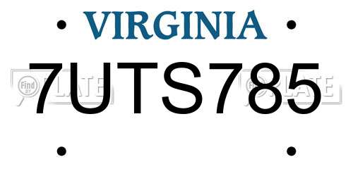 7UTS785 Virginia License Plate