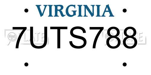 7UTS788 Virginia License Plate