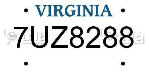 7UZ8288 Virginia License Plate