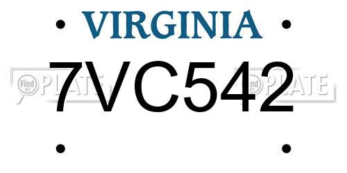 7VC542 Virginia License Plate