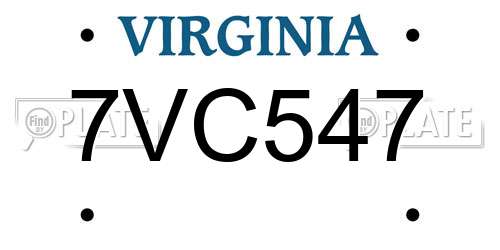 7VC547 Virginia License Plate