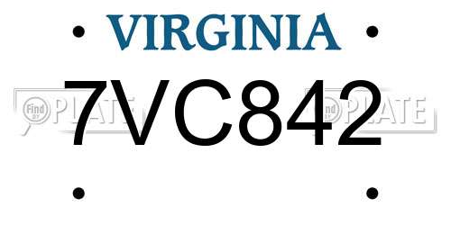 7VC842 Virginia License Plate