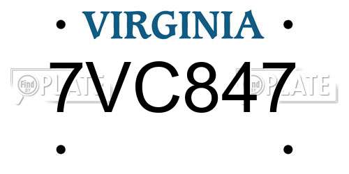7VC847 Virginia License Plate