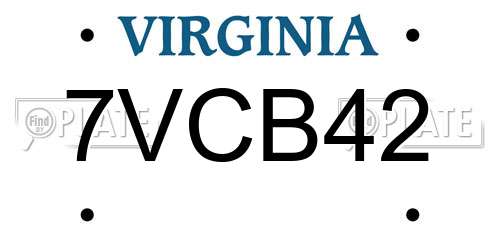 7VCB42 Virginia License Plate